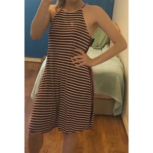 Burgundy and White Stripped Sundress